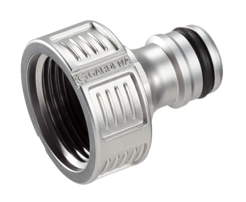 Gardena Premium Hahnverbinder 26,5 mm (G 3/4 Zoll): Adapter für Wasserhähne, wertiges Metall, spritzfreier Wasserfluss, frostsicher, verpackt (18241-20)