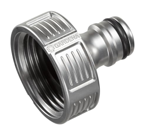 Gardena Premium Hahnverbinder 33,3 mm (G 1 Zoll): Adapter für Wasserhähne, wertiges Metall, spritzfreier Wasserfluss, frostsicher, verpackt (18242-20)